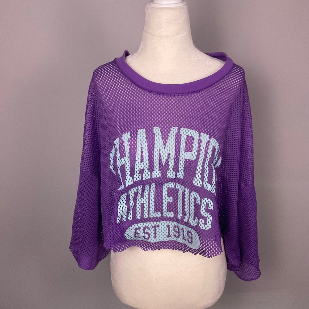Women's oversized cropped purple football jersey game day  XL mesh sporty ravens